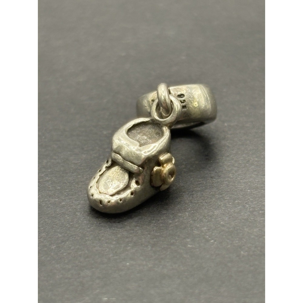 Pandora Sterling Silver 14K Accent Baby Shoe Charm Cubic Zirconia G17